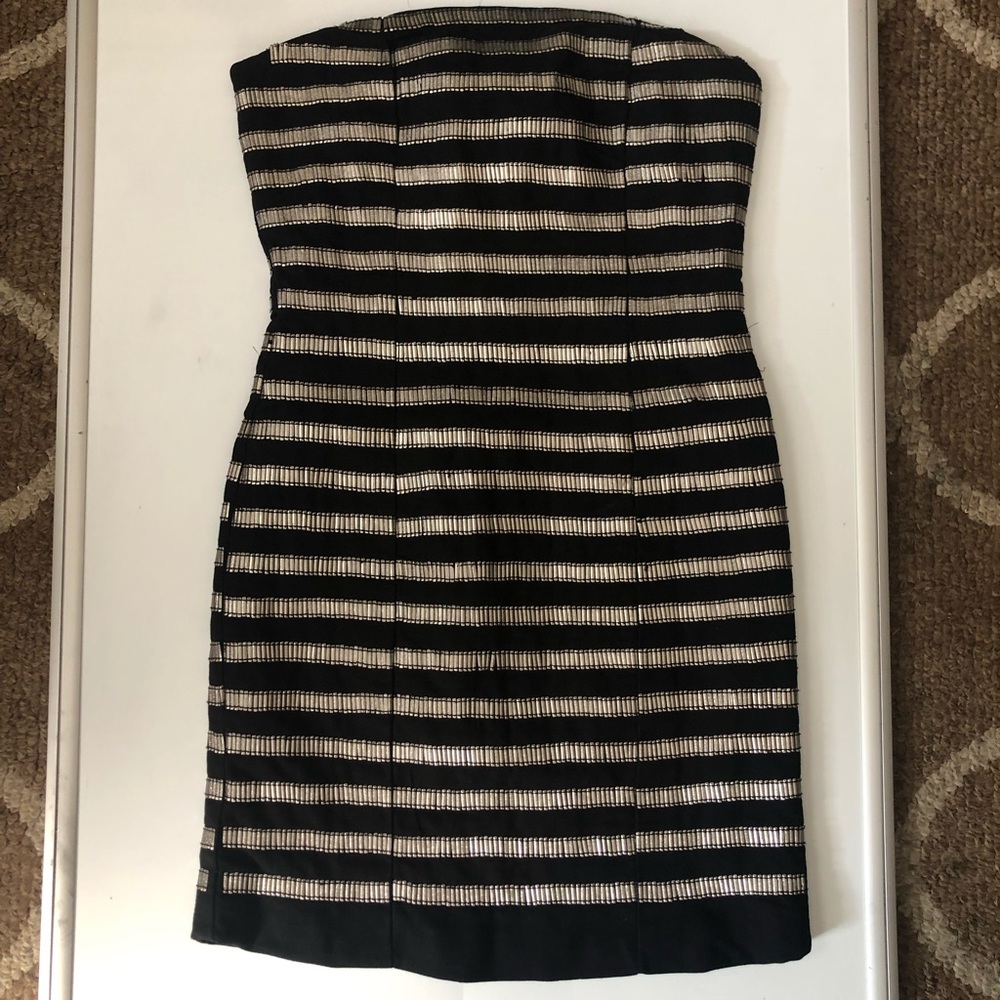 Black Cocktail Dress with Metal Pattern